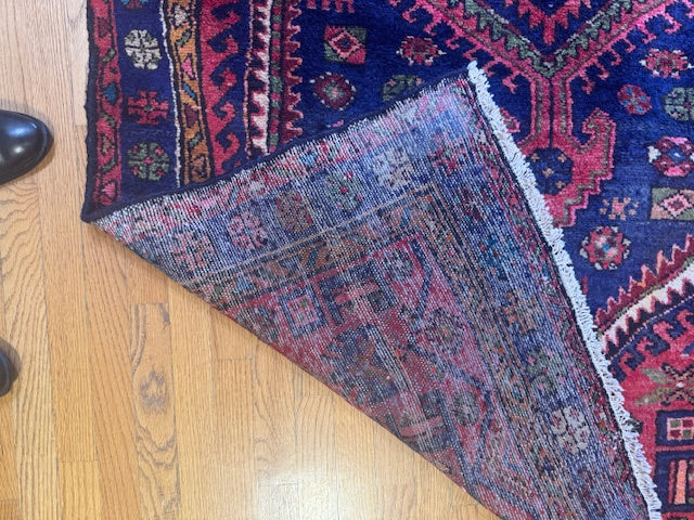 Vintage Handmade Heriz Carpet with Dogs (7'9 X 4'4)