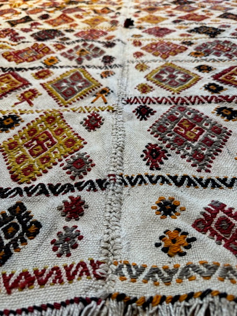 Antique Silk and Wool Turkish Kilim (5'8 X 4'7)
