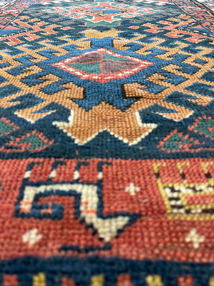 Antique Caucasian Kazak Runner (10' X 3'7)