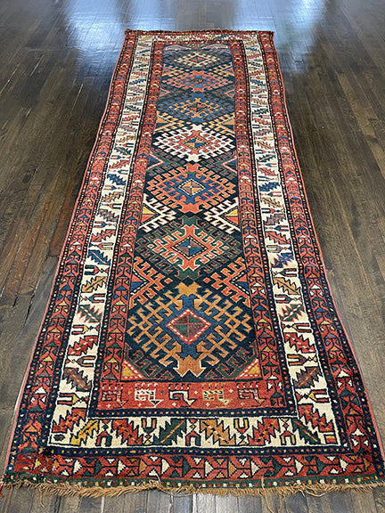 Antique Caucasian Kazak Runner (10' X 3'7)