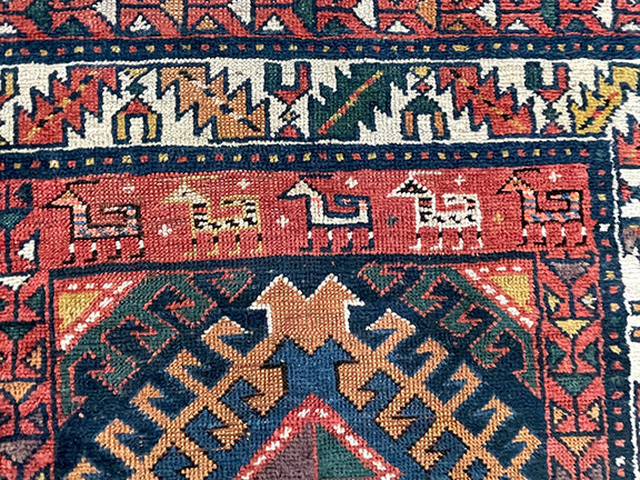 Antique Caucasian Kazak Runner (10' X 3'7)