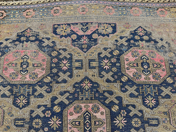 Antique Distressed Caucasian Soumak (12'1 X 10'6)