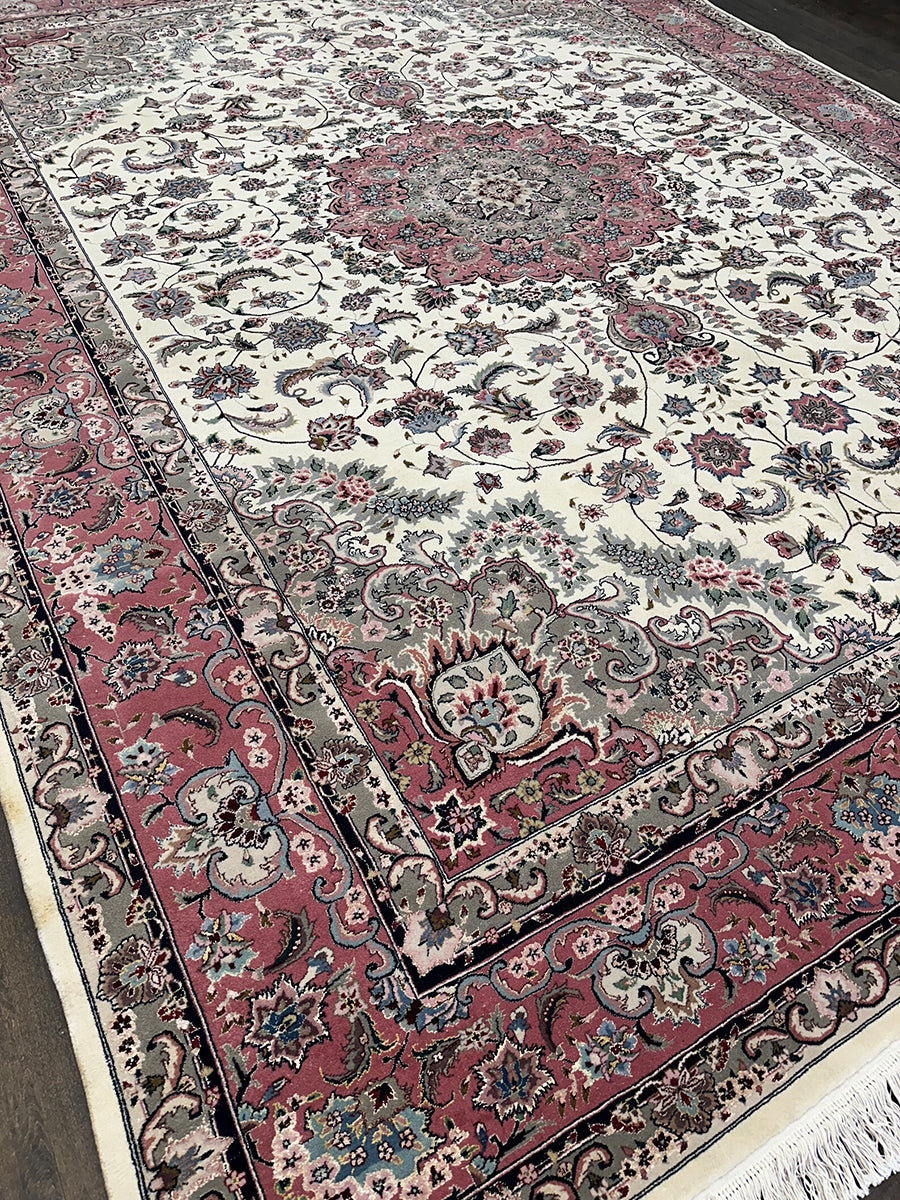 Classic Silk, Wool Handmade Tabriz (12' X 9'2)