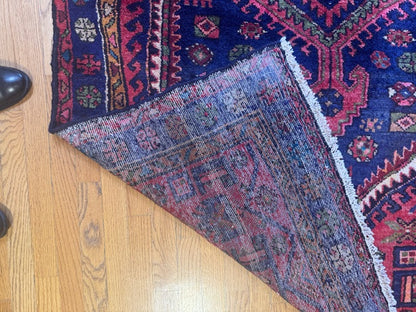 Vintage Handmade Heriz Carpet with Dogs (7'9 X 4'4)