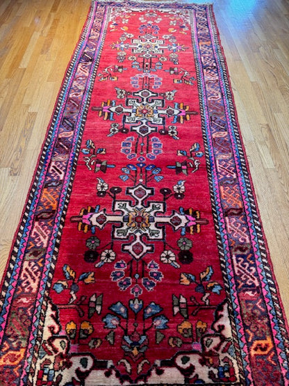 Vintage Handmade Heriz Runner (10'4 X 3'8)