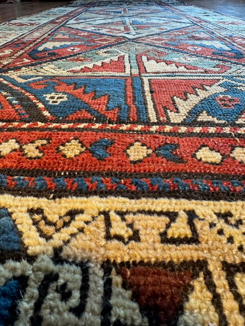 Antique Handmade Distressed Kazak (9'1 X 3'4)