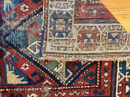 Antique Handmade Distressed Kazak (9'1 X 3'4)