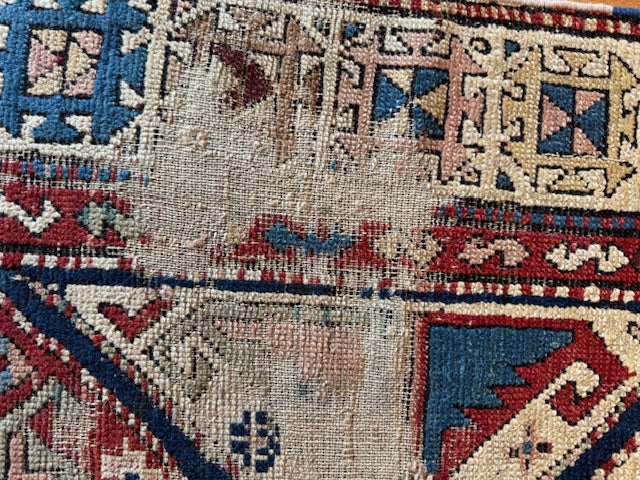 Antique Handmade Distressed Kazak (9'1 X 3'4)
