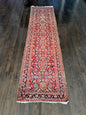 Handmade Antique Heriz Runner (12'3 X 3'2)