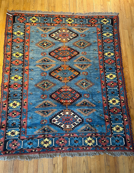 Blue Sun-Burst Kazak Revival (6’7 X 5’7)