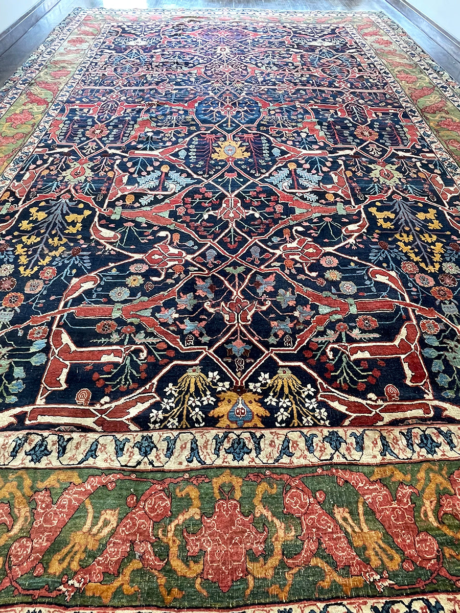 Antique Handmade Persian Garros Bijar (21' X 13')