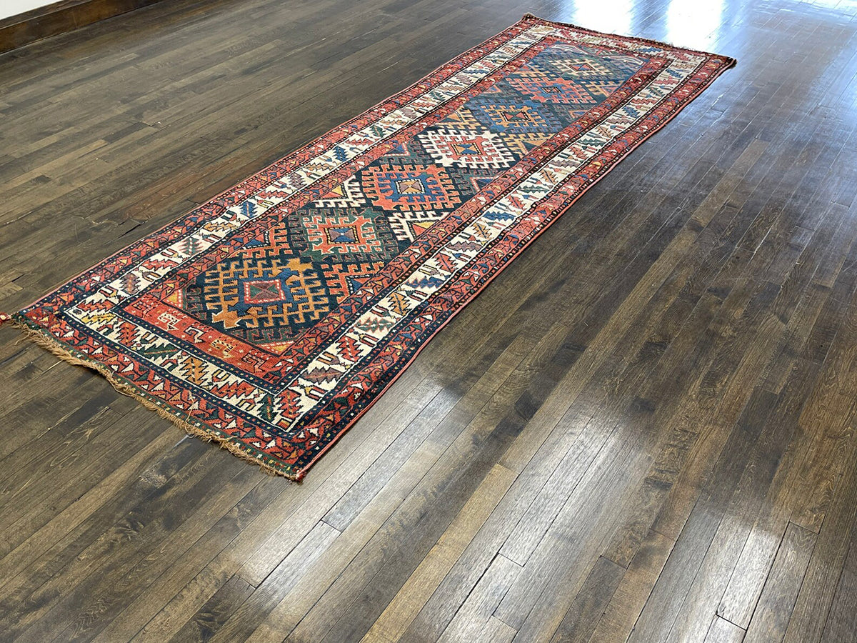Antique Caucasian Kazak Runner (10' X 3'7)