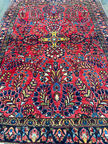 Handmade Antique Sarouq (4'8 X 3'5)
