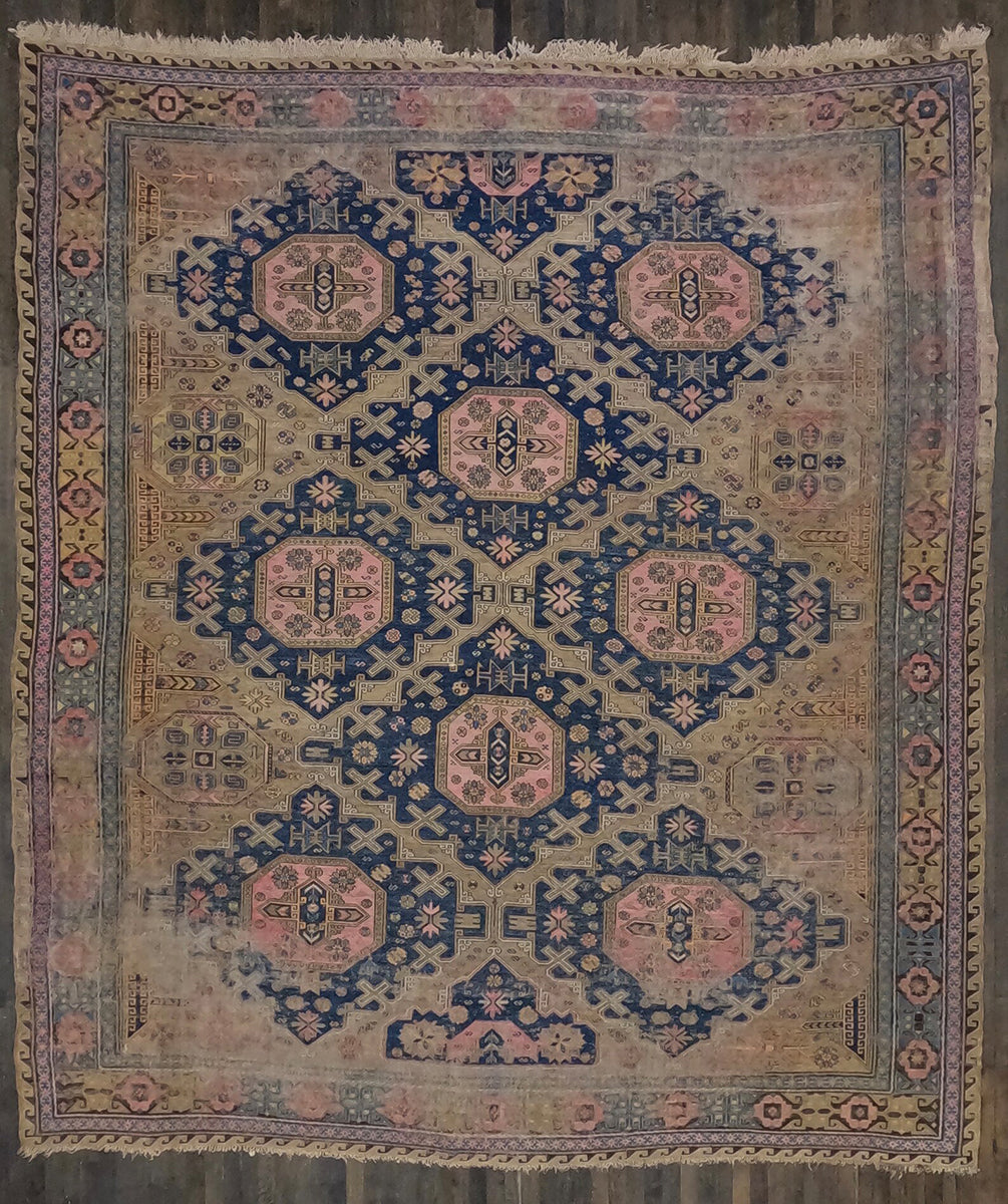 Antique Distressed Caucasian Soumak (12'1 X 10'6)
