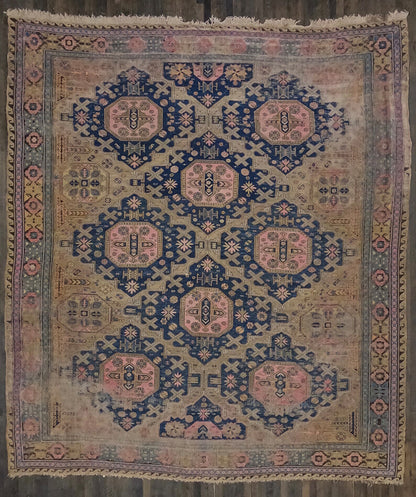 Antique Distressed Caucasian Soumak (12'1 X 10'6)
