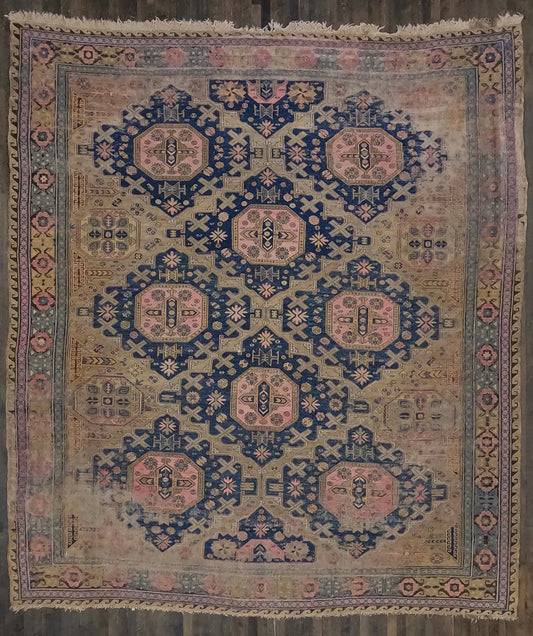 Antique Distressed Caucasian Soumak (12'1 X 10'6)