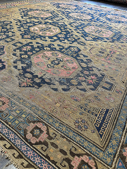 Antique Distressed Caucasian Soumak (12'1 X 10'6)