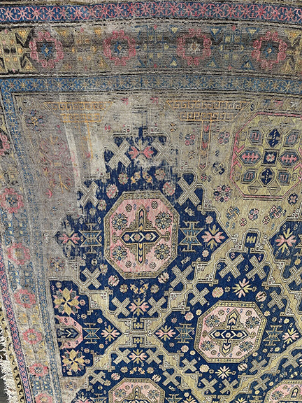Antique Distressed Caucasian Soumak (12'1 X 10'6)
