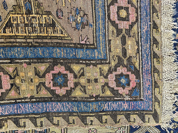 Antique Distressed Caucasian Soumak (12'1 X 10'6)
