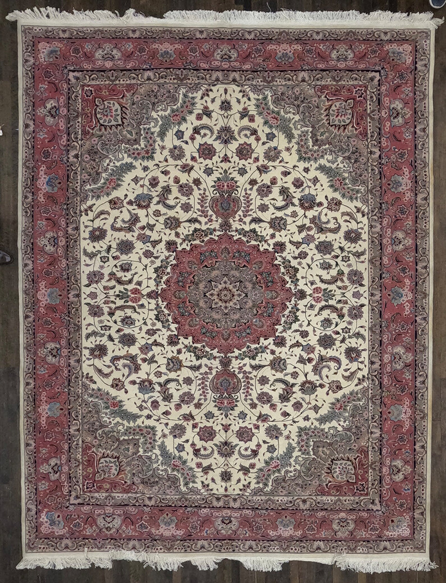 Classic Silk, Wool Handmade Tabriz (12' X 9'2)