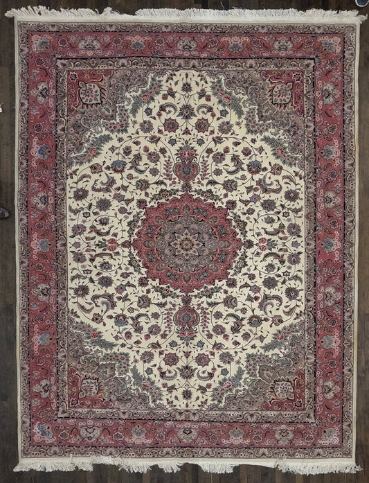 Classic Silk, Wool Handmade Tabriz (12' X 9'2)