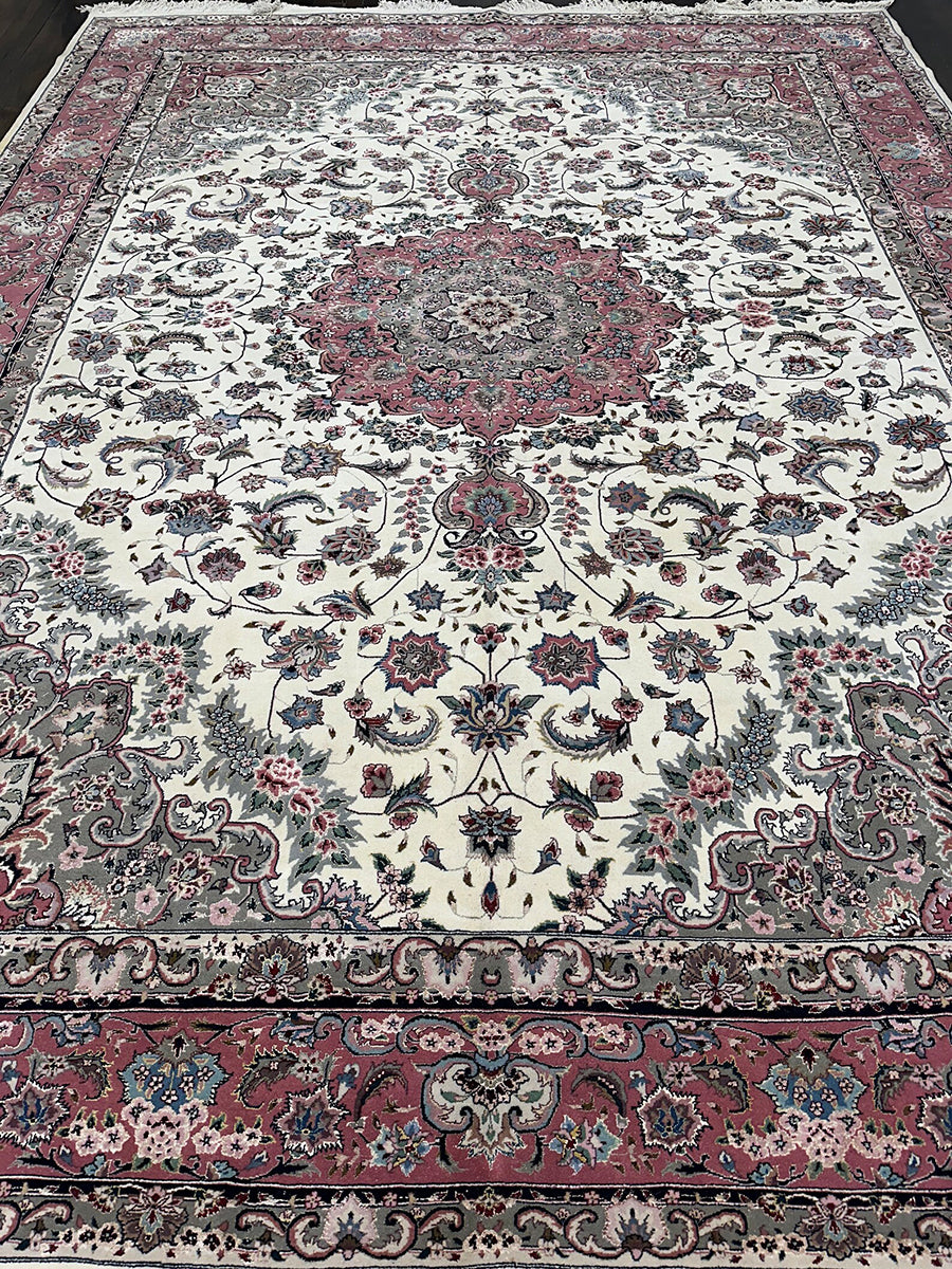 Classic Silk, Wool Handmade Tabriz (12' X 9'2)