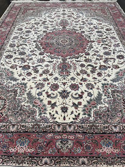 Classic Silk, Wool Handmade Tabriz (12' X 9'2)