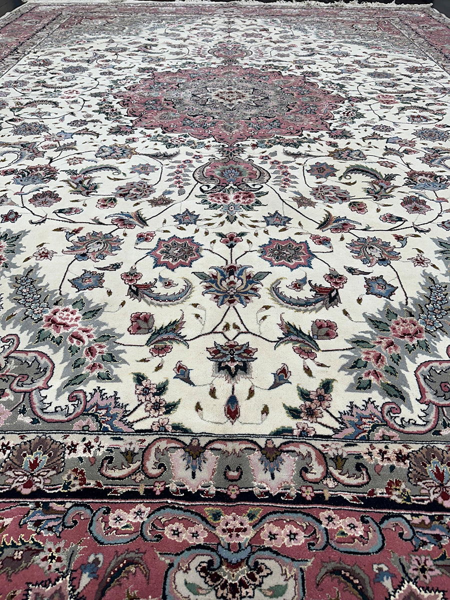 Classic Silk, Wool Handmade Tabriz (12' X 9'2)