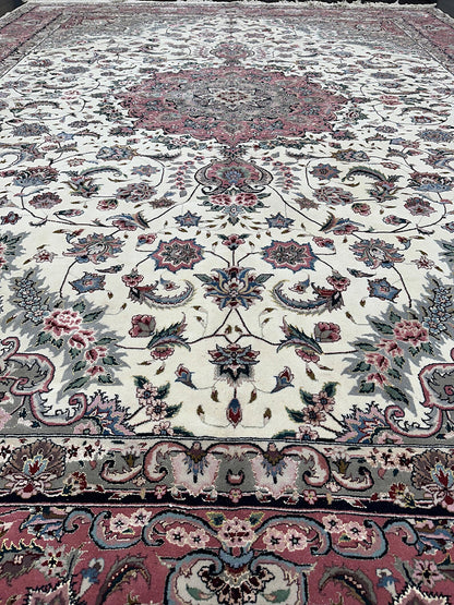 Classic Silk, Wool Handmade Tabriz (12' X 9'2)