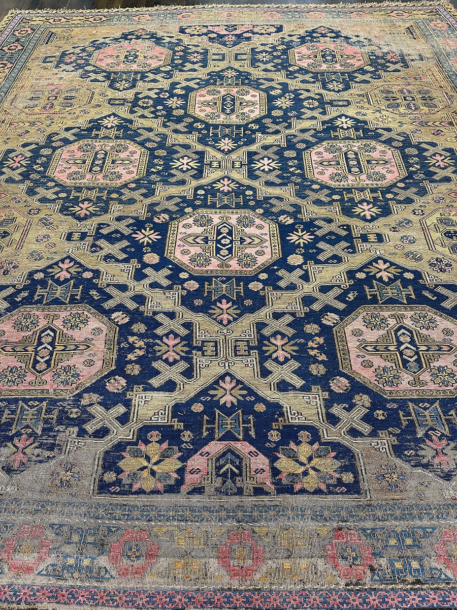 Antique Distressed Caucasian Soumak (12'1 X 10'6)