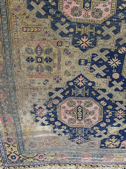 Antique Distressed Caucasian Soumak (12'1 X 10'6)