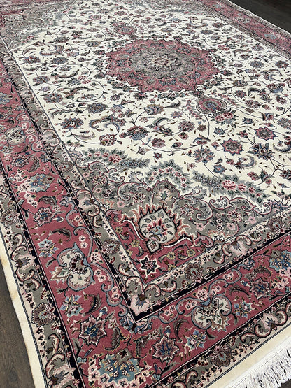 Classic Silk, Wool Handmade Tabriz (12' X 9'2)